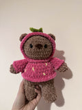 Strawberry Bear Crochet Plushie - Handmade
